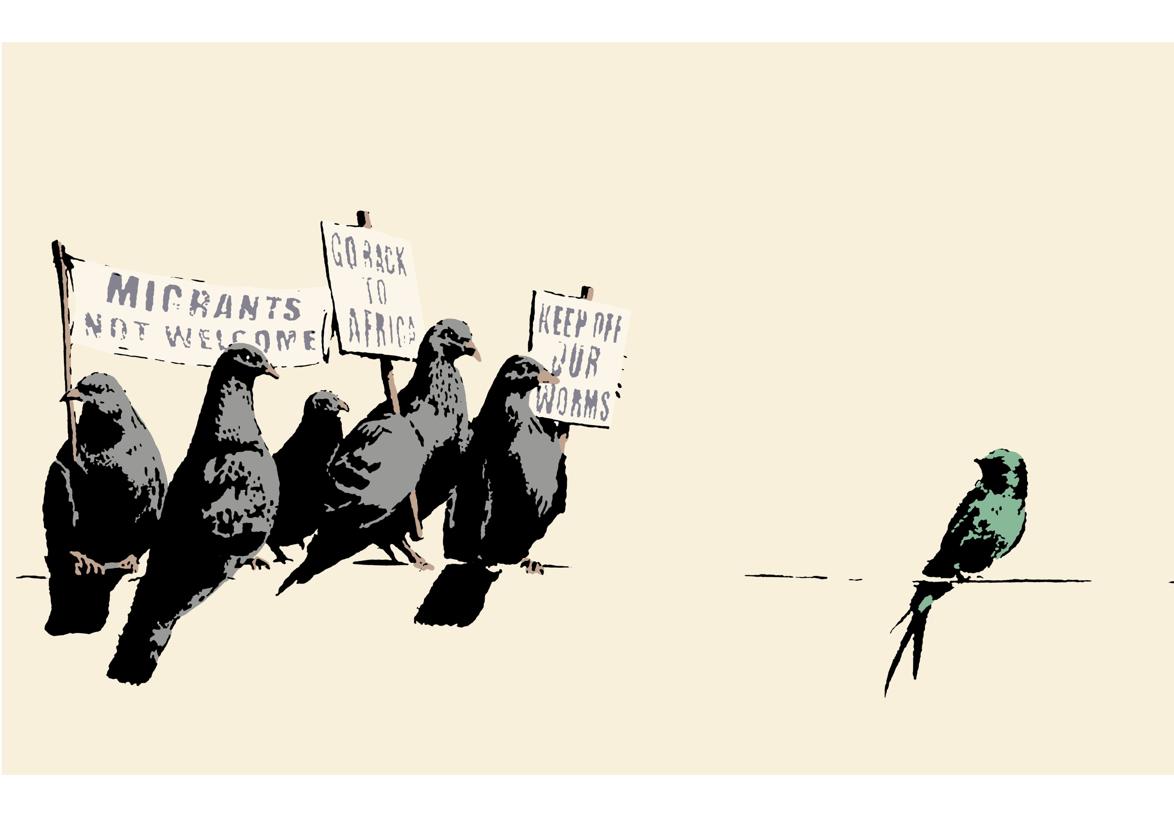 新商品 壁紙アート バンクシー BANKSY イラスト インテリア 絵画 デジタルプリント のり無し 塩化ビニル樹脂系壁紙