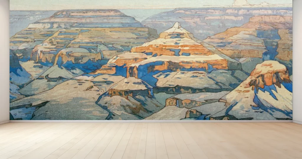 【新商品】 壁紙アート 吉田博 グランドキャニオン 米国シリーズ クロス 日本画 洋画家 版画家 インテリア 絵画 風景 時代 のり無し 塩化ビニル樹脂系壁紙