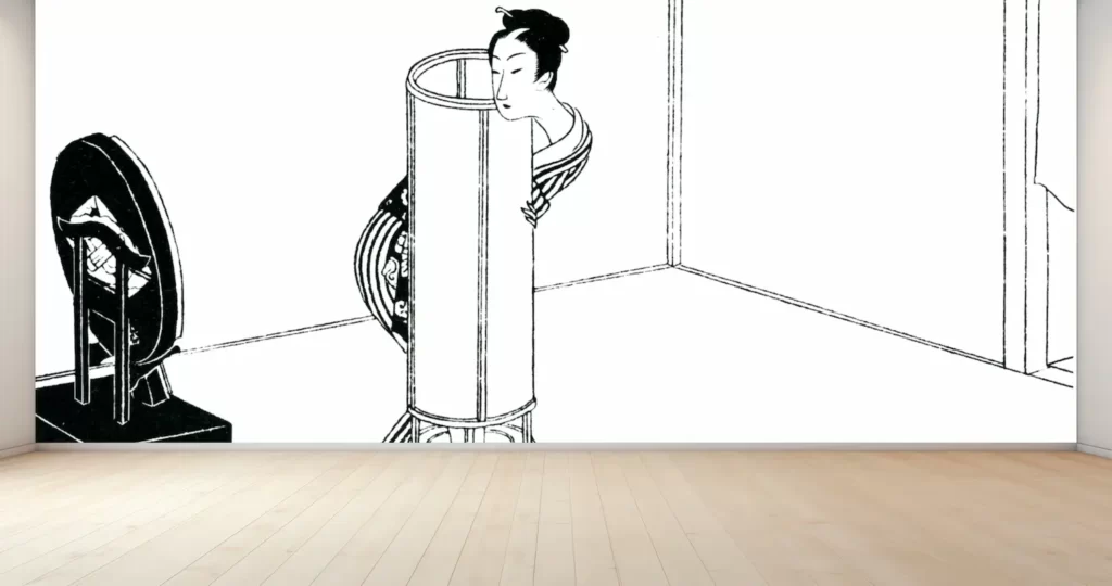 壁紙アート 小村雪岱 おせん 邦枝完二 新商品 第31回挿絵 日本画家 版画家 インテリア 絵画 風景 時代 デジタルプリント のり無し 塩化ビニル樹脂系壁紙