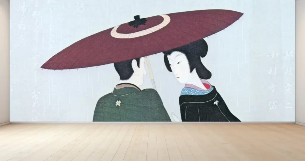 小村雪岱 新商品 壁紙アート おせん お傳地獄 傘 日本画家 版画家 インテリア 絵画 風景 時代 デジタルプリント のり無し 塩化ビニル樹脂系壁紙