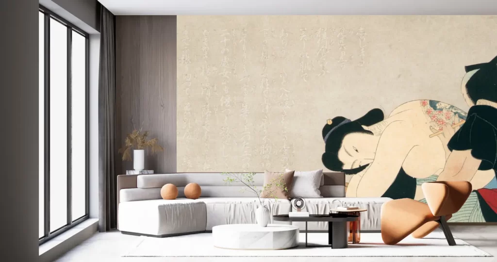 小村雪岱 おせん お傳地獄 新商品 壁紙アート 入墨 日本画家 版画家 インテリア 絵画 風景 時代 デジタルプリント のり無し 塩化ビニル樹脂系壁紙