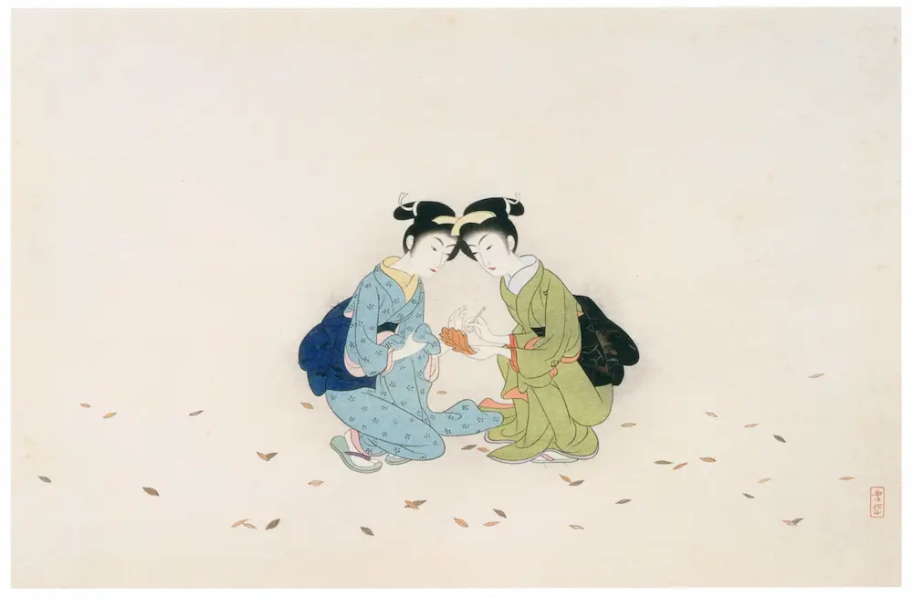 新商品 壁紙アート 小村雪岱 見立寒山拾得 日本画家 版画家 インテリア 絵画 風景 時代 デジタルプリント のり無し 塩化ビニル樹脂系壁紙